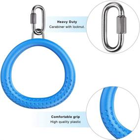 img 2 attached to 🔵 Dolibest 2PCS Round Trapeze Swing Bar Rings with Carabiners - Outdoor Swing Set Accessories for Kids - Monkey Rings, Obstacle Ring Swing Toys - Blue