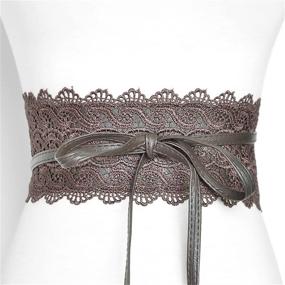 img 1 attached to Elevate your Style with Women's Fashionable Lace Wide Elastic Waist Belt Dress Accessory