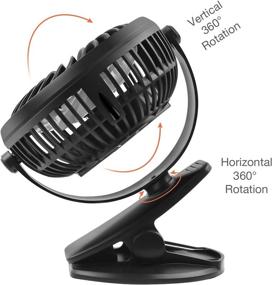 img 2 attached to 🌬️ AJOYEUX Portable Rechargeable Clip-on Fan - Black, Battery Operated for Enhanced Convenience & Portability