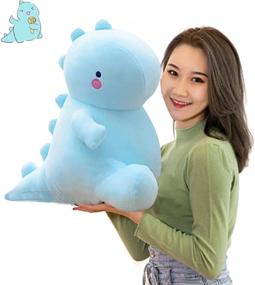 img 4 attached to 🦕 MDXMY Cute Blue Dinosaur Stuffed Animals: Soft Cartoon Hugging Pillow Plush Toy - 11.8in/30cm - Ideal Gift Option