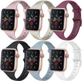 img 4 attached to 📱 [6 ПАР] Узкие тонкие полоски для Apple Watch 40mm 38mm, совместимые с iWatch SE & Series 6 5 4 3 2 1, идеально подходят для женщин и мужчин