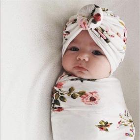 img 3 attached to 👶 NUOBESTY Newborn Receiving Blanket Headband Set | Baby Swaddle Blankets with Gala Bloomer in White