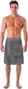 img 4 attached to Men's Turkish Cotton Terry Velour Body Wrap Towel: Adjustable & Stylish in Gray (One Size)