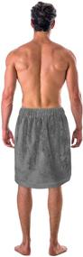 img 2 attached to Men's Turkish Cotton Terry Velour Body Wrap Towel: Adjustable & Stylish in Gray (One Size)