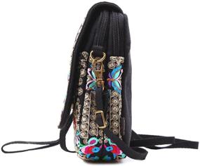 img 1 attached to Stylish Embroidered Crossbody Bag for Women - Small Handbag, Wristlet Wallet, Cell-phone Pouch, Coin Purse