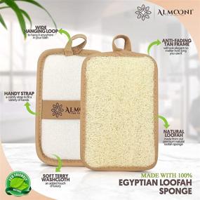 img 3 attached to Almooni Premium Egyptian Exfoliating Loofah Pad Body Scrubber - Get Truly Clean with Natural Egyptian Shower Lufa Sponge - Rectangular Shape, 2 Pack