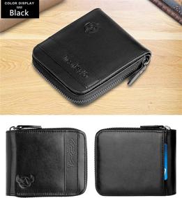 img 3 attached to 🔒 RFID Blocking Leather Zipper Bifold Wallet