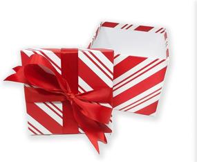 img 1 attached to Набор из 3 рождественских вложенных подарочных коробок: красно-белый полосатый узор "конфетные тросточки" с лентой - идеально подходят для упаковки подарков, оформления праздничных вечеринок, среднего и малого размеров.