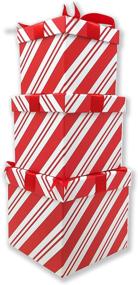 img 2 attached to Набор из 3 рождественских вложенных подарочных коробок: красно-белый полосатый узор "конфетные тросточки" с лентой - идеально подходят для упаковки подарков, оформления праздничных вечеринок, среднего и малого размеров.