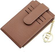 👛 compact and stylish women's rfid card wallet with zipper coin purse - a-lichee leather-brown logo