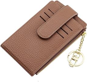 img 4 attached to 👛 Compact and Stylish Women's RFID Card Wallet with Zipper Coin Purse - A-Lichee Leather-Brown