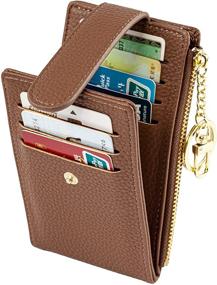 img 3 attached to 👛 Compact and Stylish Women's RFID Card Wallet with Zipper Coin Purse - A-Lichee Leather-Brown
