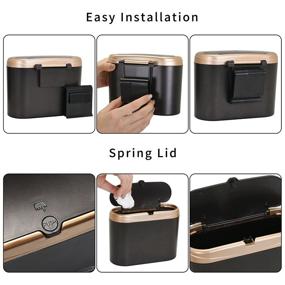 img 2 attached to 🚗 CZWL&amp;HG Mini Car Trash Can with Lid - Portable Hanging Garbage Can for Car, Office, and Home - Waterproof, Odorless, Press to Open Design (Gold)