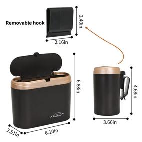 img 3 attached to 🚗 CZWL&amp;HG Mini Car Trash Can with Lid - Portable Hanging Garbage Can for Car, Office, and Home - Waterproof, Odorless, Press to Open Design (Gold)