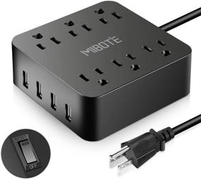 img 4 attached to 💡 Mibote 6 розеток Power Strip с 4 портами USB-защитным модулем зарядного устройства - 5-футовым сетевым кабелем, 1875 Вт 100-240 В для путешествий, телевизора, компьютера, трансформаторов, банков энергии.