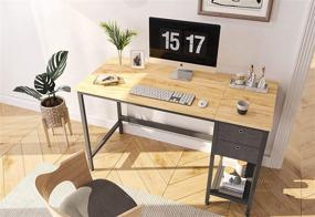 img 3 attached to 🖥️ Cubiker Home Office Desk with Drawers - 40 Inch Small Study Writing Table for Computer, Modern Simple PC Desk in Walnut