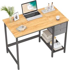 img 4 attached to 🖥️ Cubiker Home Office Desk with Drawers - 40 Inch Small Study Writing Table for Computer, Modern Simple PC Desk in Walnut