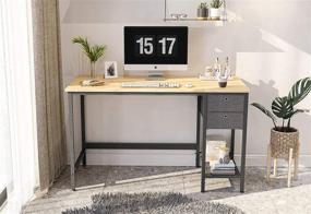 img 2 attached to 🖥️ Cubiker Home Office Desk with Drawers - 40 Inch Small Study Writing Table for Computer, Modern Simple PC Desk in Walnut