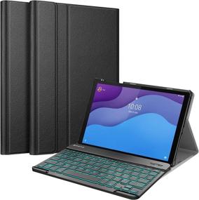 img 4 attached to 💻 Fintie Keyboard Case for Lenovo Tab M10 HD & Smart Tab M10 HD - Slim Cover with Detachable Wireless Bluetooth Keyboard and 7 Color Backlight, 10.1" Tablet (02-Black)
