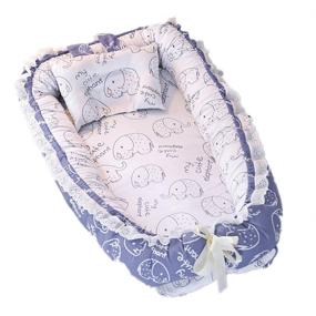 img 4 attached to 🐘 Расшитая детская кроватка для младенцев "Elephant Lounger Ruffled Bassinet" от Abreeze - магазин товаров для детей.