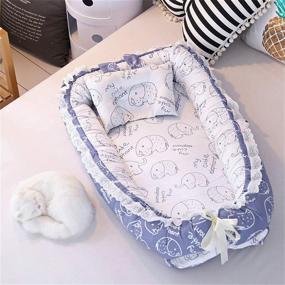 img 3 attached to 🐘 Расшитая детская кроватка для младенцев "Elephant Lounger Ruffled Bassinet" от Abreeze - магазин товаров для детей.