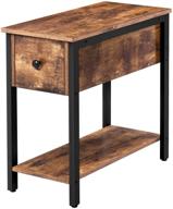 hoobro 2-tier nightstand with drawer: stylish and durable side 🌙 table for small spaces - rustic brown and black accent furniture logo