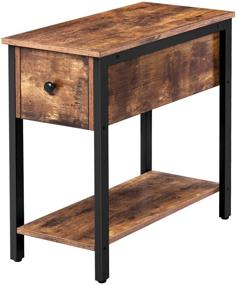 img 3 attached to HOOBRO 2-Tier Nightstand with Drawer: Stylish and Durable Side 🌙 Table for Small Spaces - Rustic Brown and Black Accent Furniture