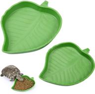 🍽️ leaf reptile food water bowl dish for tortoise corn snake crawl - 2 sizes logo