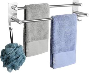 img 4 attached to 🛀 Siyzda 24 Inch Double Towel Bar - Durable 304 Stainless Steel Bath Towel Rack for Bathroom Kitchen, Easy Installation - Self Adhesive & Wall Mounted (Brushed Nickel)