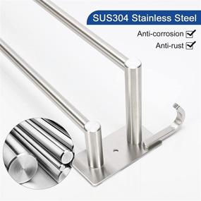 img 2 attached to 🛀 Siyzda 24 Inch Double Towel Bar - Durable 304 Stainless Steel Bath Towel Rack for Bathroom Kitchen, Easy Installation - Self Adhesive & Wall Mounted (Brushed Nickel)