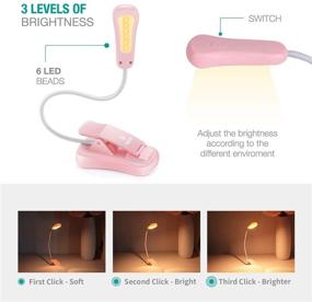 img 2 attached to 📚 Vekkia Rechargeable Book Light for Bedtime Reading, 3000K Warm Light, 6 LED, 3 Brightness Levels