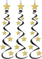 ⭐️ elevate your event with black and gold star design whirls hanging decoration логотип