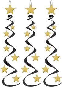 img 1 attached to ⭐️ Elevate your Event with Black and Gold Star Design Whirls Hanging Decoration