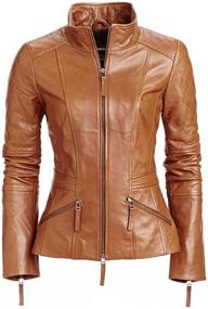 img 4 attached to World Leather Womens Jacket Cognac