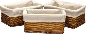 img 4 attached to 📦 Organize in Vintage Style with Vintiquewise Willow Shelf Baskets (Set of 3, Small) - White Lining Included