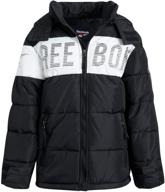 🧥 reebok boys winter jacket - bubble puffer parka with detachable fleece-lined hood logo