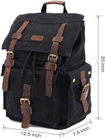 img 2 attached to 🎒 Рюкзак для походов и путешествий Kattee Men's из хлопка и кожи: стильный и функциональный готовый к использованию компаньон.