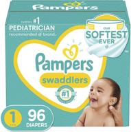 👶 pampers swaddlers diapers, super pack - newborn/size 1 (8-14 lb), 96 count - disposable baby diapers (packaging may vary) logo