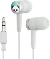 white panda on teal novelty in-ear earbud headphones logo