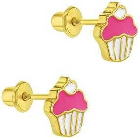 img 3 attached to 🧁 SEO-Optimized Gold Plated Pink Enamel Cupcake Earrings with Screw Backs - Ideal Cupcake Jewelry Gift for Young Girls and Teens