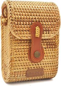 img 4 attached to 👜 HAAN Women's Handwoven Wicker Crossbody Wallet: Summer Beach Rattan Bag - Natural, Stylish & Chic with Real Leather Adjustable Strap