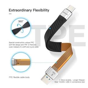 img 3 attached to Кабель Quick Charge USB C к USB A, LamToon 3A USB 3.1 Gen 1, тип C, короткий кабель с уникальным плоским дизайном FPC, совместим с Samsung Galaxy S10+ S9 S8 Plus, Note 9 8, LG G5 G6 G7 V35, Google Pixel, Moto Z2 Z3, Power Bank.