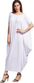 img 4 attached to 👗 Verdusa Oversized Maxi Dress for Women with Boat Neck, Batwing Sleeves, and Caftan Harem Design