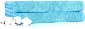 img 3 attached to Atelier Cotton 600 GSM Long Staple Turkish Cotton Towels – Deluxe 🛀 Aqua Bath Sheets (35x70) Set of 2 – Fast Drying, Plush, and Durable