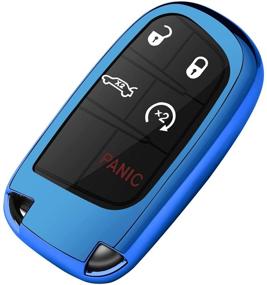 img 4 attached to Tukellen For Jeep Dodge Key Fob Cover Premium Soft Full Protection Key Case Shell Compatible With Jeep Grand Cherokee Wrangler Compass Cherokee Renegade Patriot Grand Comander(Blue)