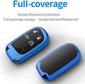 img 3 attached to Tukellen For Jeep Dodge Key Fob Cover Premium Soft Full Protection Key Case Shell Compatible With Jeep Grand Cherokee Wrangler Compass Cherokee Renegade Patriot Grand Comander(Blue)