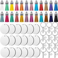 🔑 set of 36 or 72 christmas sublimation blank keychains: round pendants with key chains and colorful tassels for diy keychain decoration crafts making logo