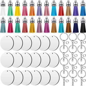 img 4 attached to 🔑 Set of 36 or 72 Christmas Sublimation Blank Keychains: Round Pendants with Key Chains and Colorful Tassels for DIY Keychain Decoration Crafts Making