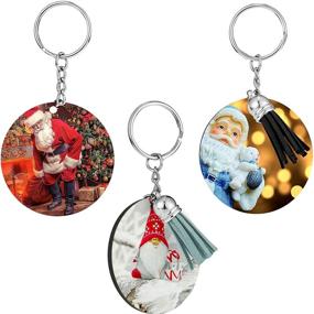 img 1 attached to 🔑 Set of 36 or 72 Christmas Sublimation Blank Keychains: Round Pendants with Key Chains and Colorful Tassels for DIY Keychain Decoration Crafts Making