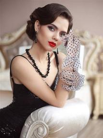img 3 attached to Chic Summer Lace Gloves - Polka Dot Pattern, Short Length, Elegant Style for Women, Ideal for Weddings